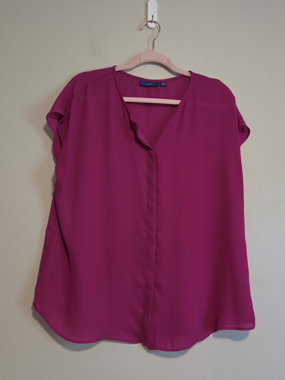 Apt. 9 Magenta Short Sleeve Blouse Size Large
